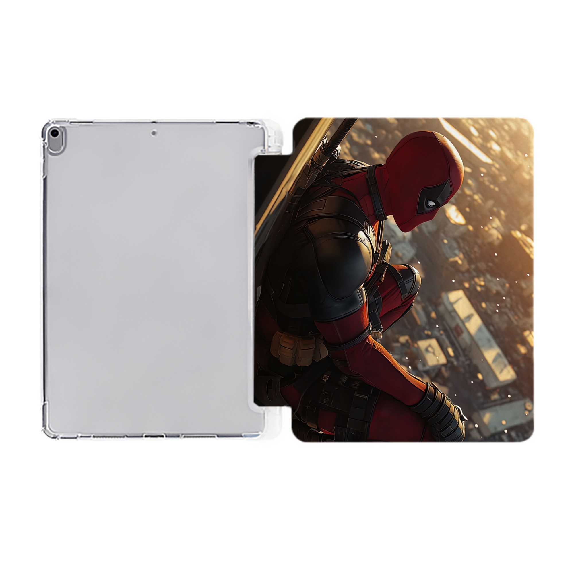 （画像用） Deadpool デッドプール IPad ケース ペン収納付き 三つ折りスタンド PUレザー×シリコン 対応機種9.5/10.5/10.9インチ